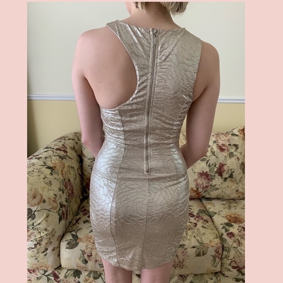 Asymmetrical Gold Cocktail Dress from Guess - Picture 3 of 5